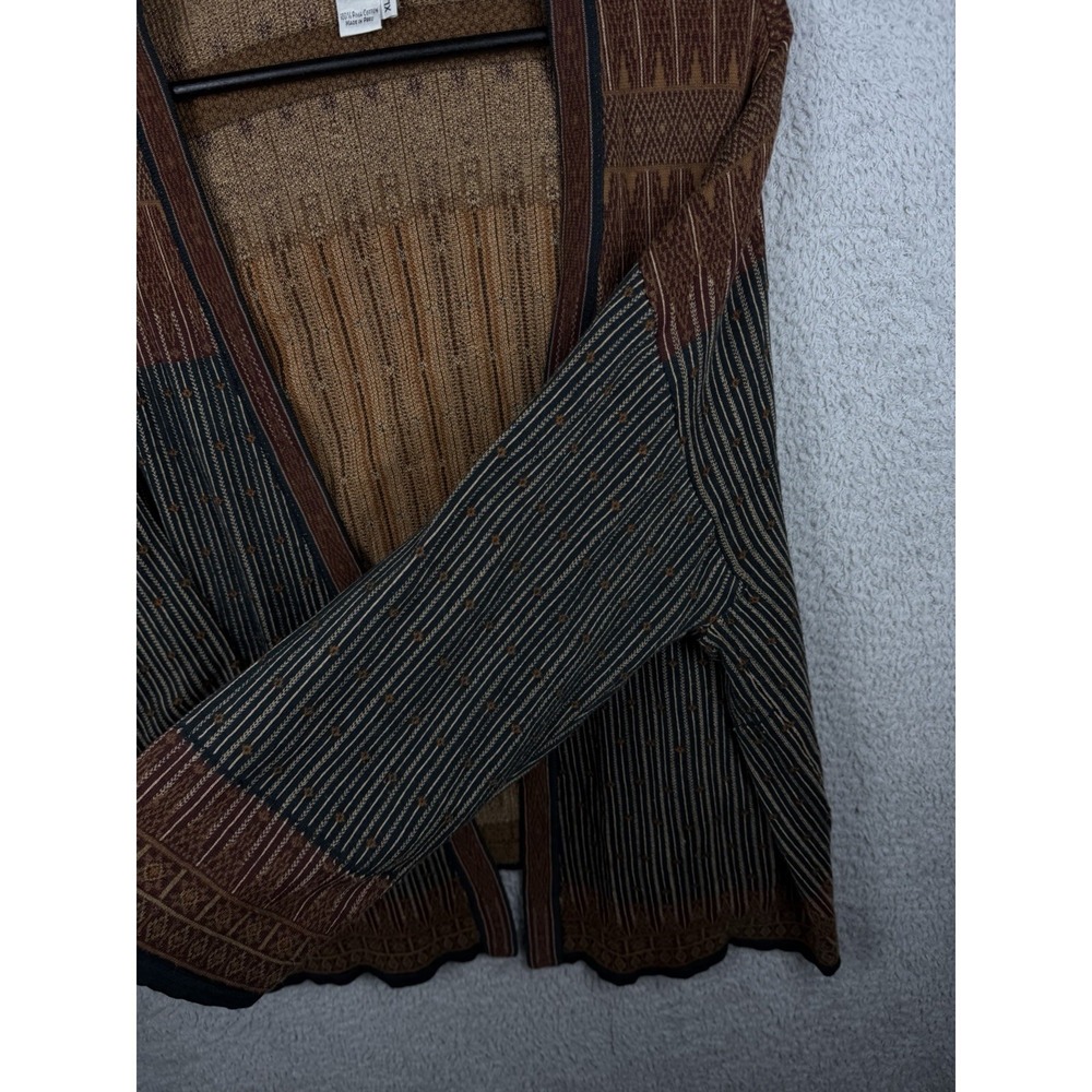 Peruvian Connection Artisan Knit Cardigan Open Front Multicolor Ethnic Boho XL - Picture 5 of 10